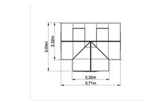 Plano y dimensiones invernadero de cristal ACD Aurélie